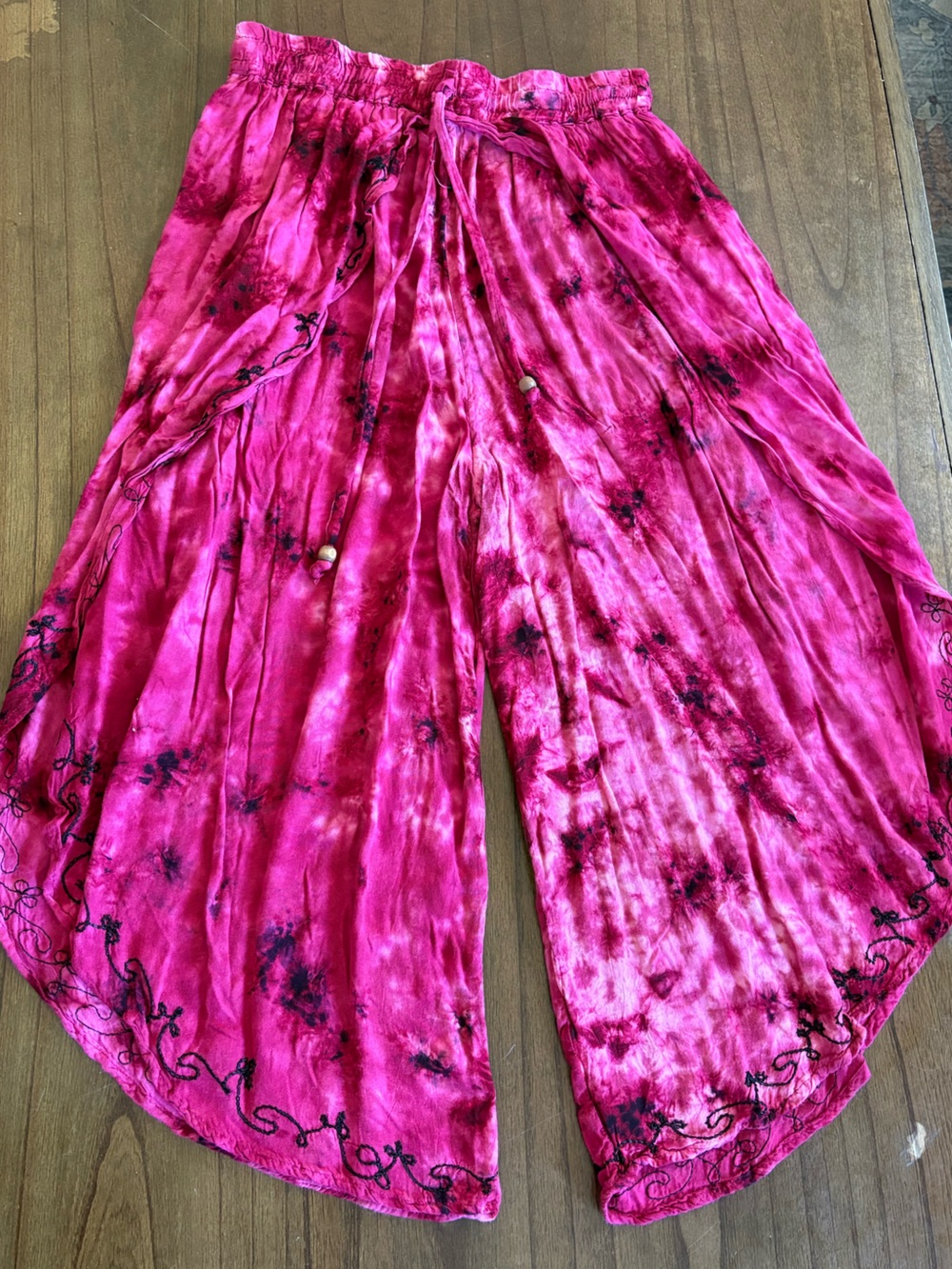Vibrant Red/Pink Tie-Dye Flowy Boho Pants